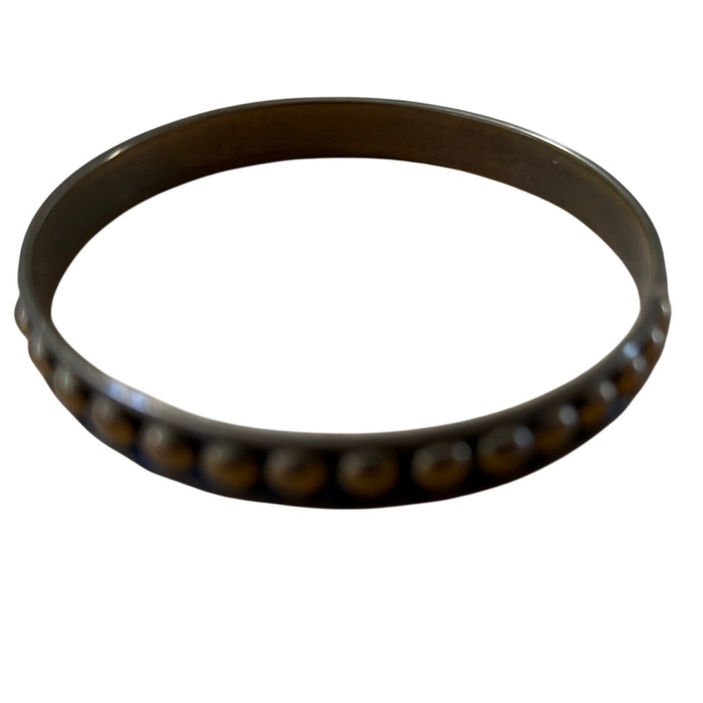 Vintage Style Antiqued Brass Studded Bangle Bracelet Bronze Tone  Retro Edgy
